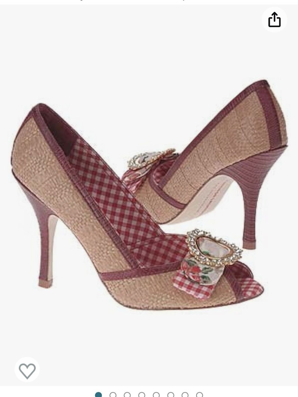 RARE NIB Chinese Laundry Burgundy and Beige Woven Peep-Toe Heels Size 9